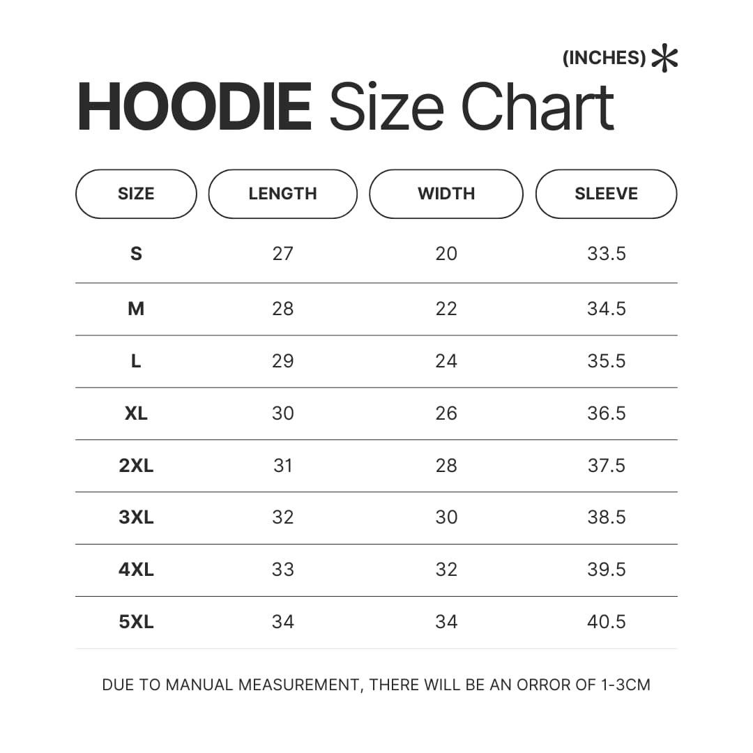 Hoodie Size Chart - Delicious In Dungeon Merchandise