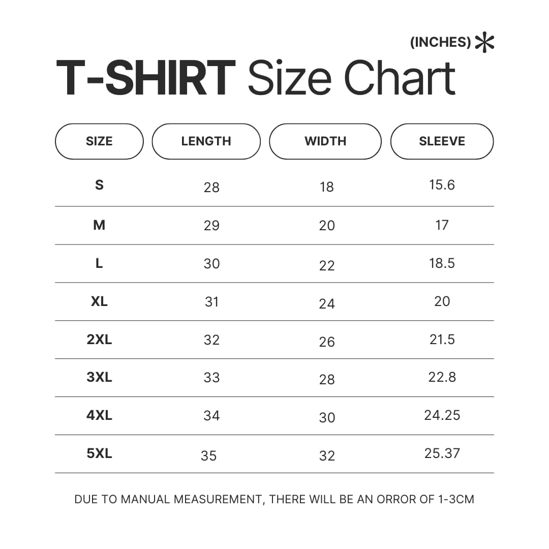 T shirt Size Chart - Delicious In Dungeon Merchandise