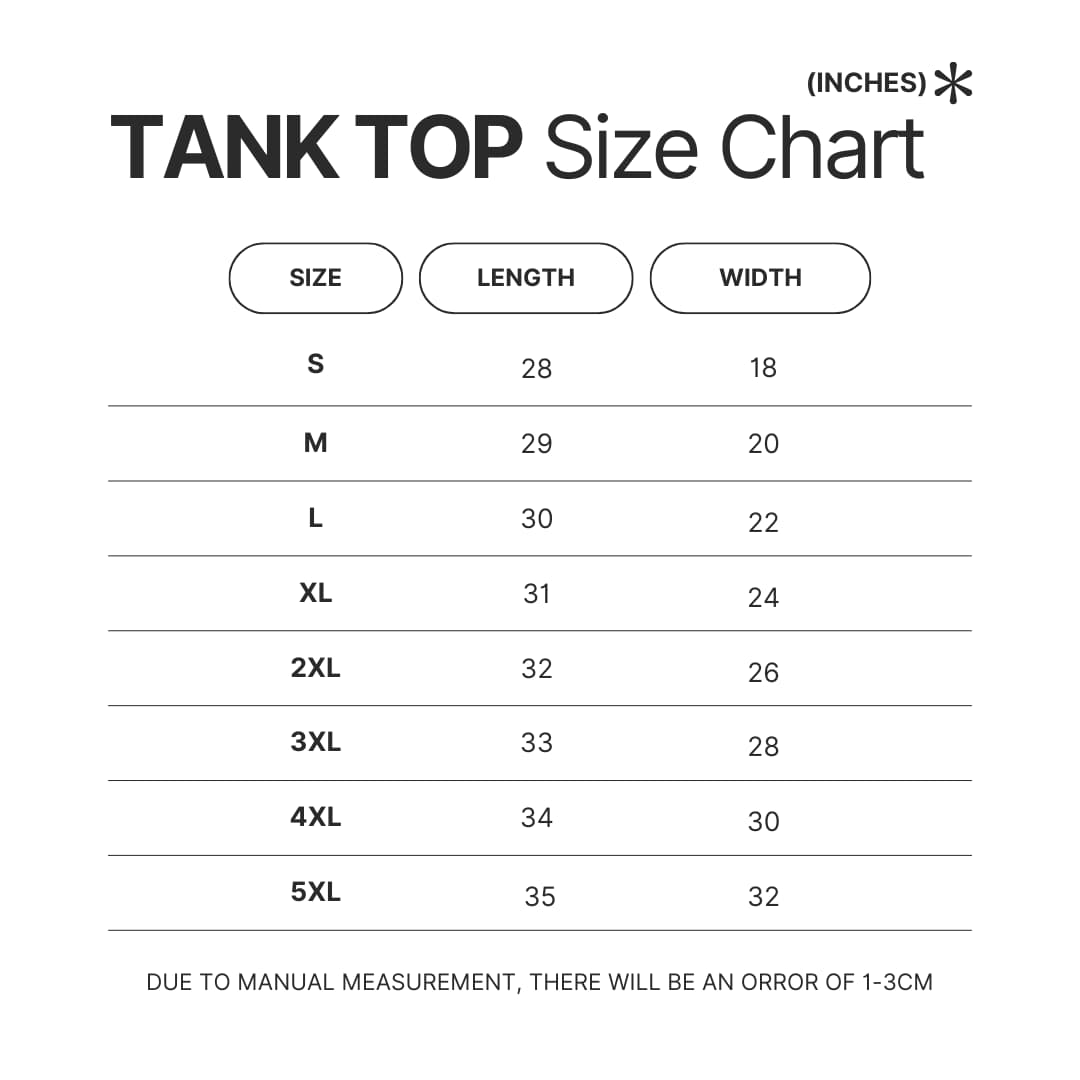 Tank Top Size Chart - Delicious In Dungeon Merchandise