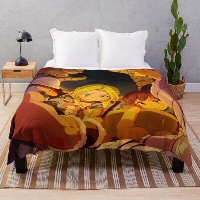 Hot Anime Delicious In Dungeon In A Cave Throw Blanket