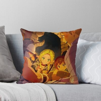 Hot Anime Delicious In Dungeon In A Cave Throw Pillow