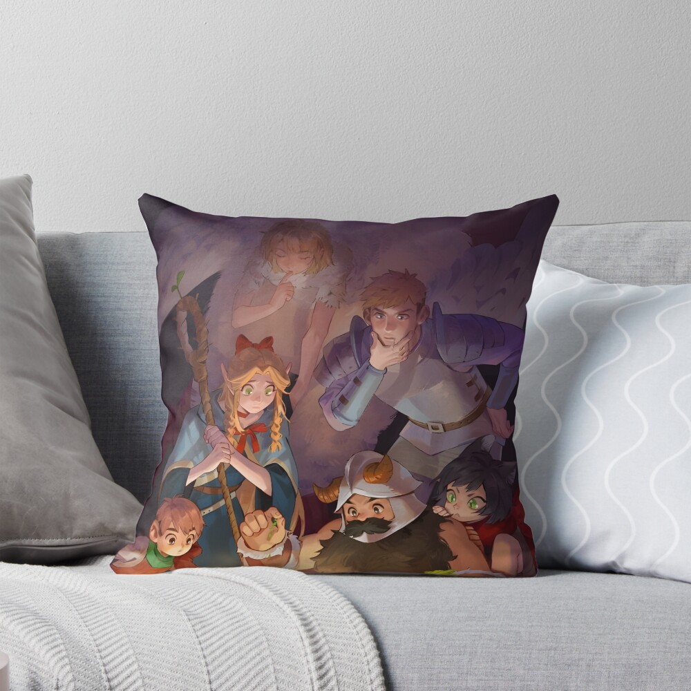 Delicious In Dungeon Characters Throw Pillow