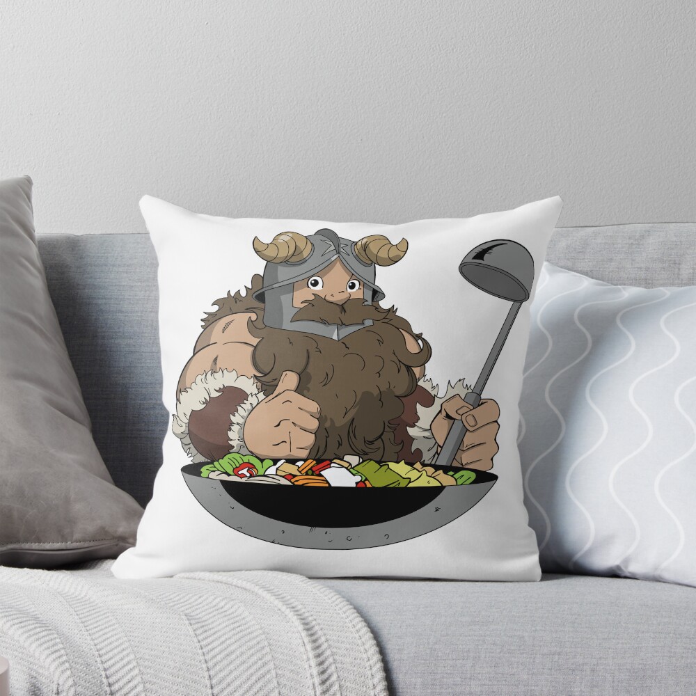 Delicious In Dungeon Cooking With Senshi Throw Pillow