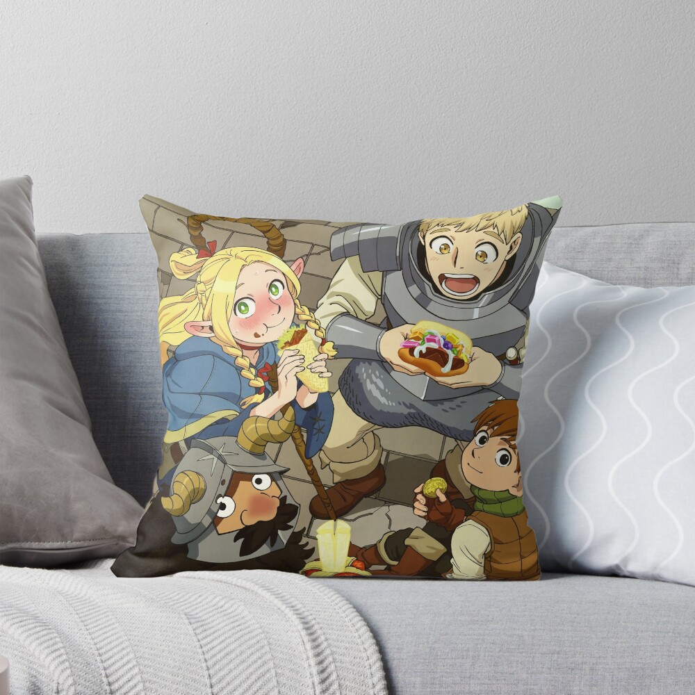 Anime Delicious In Dungeon Colorfull Throw Pillow